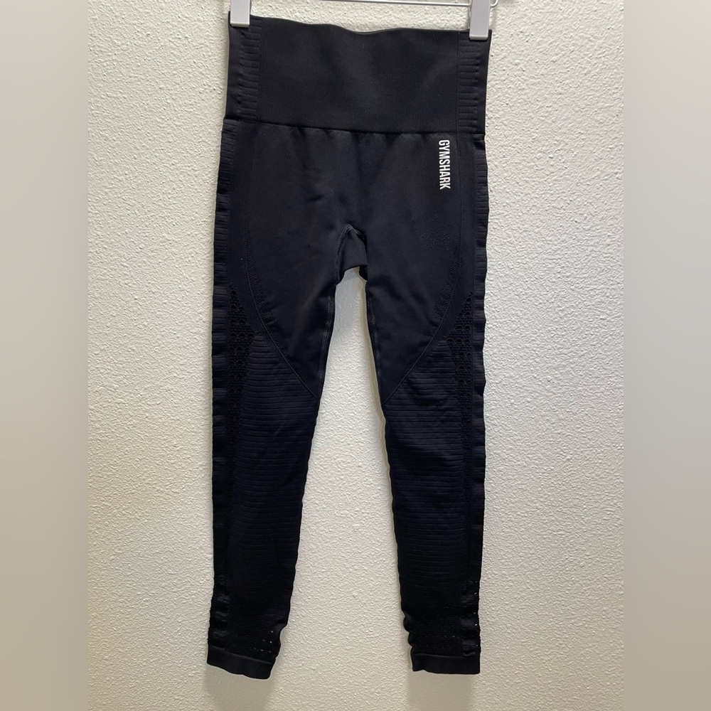 Gymshark Cropped Leggings High Rise Compression Stretch Active Yoga Black Small